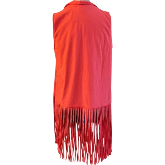 CHICHO'S Orange Fringed Vest  Siz 1 Western - Picture 3 of 5